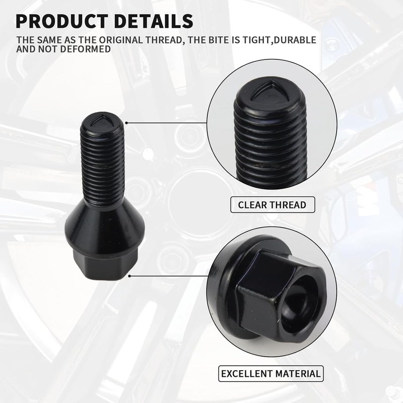 MUNIK 4PCS 36136781150 M12 x1.5 Wheel Bolts Suitable for MINI R50 R53 R56 R52 1.6L 1.6T Suitable for BMW 1,3,5,6,X1,X5,Z4 Series Replace# 36130141574 36130141576 36131095390 - Image 4